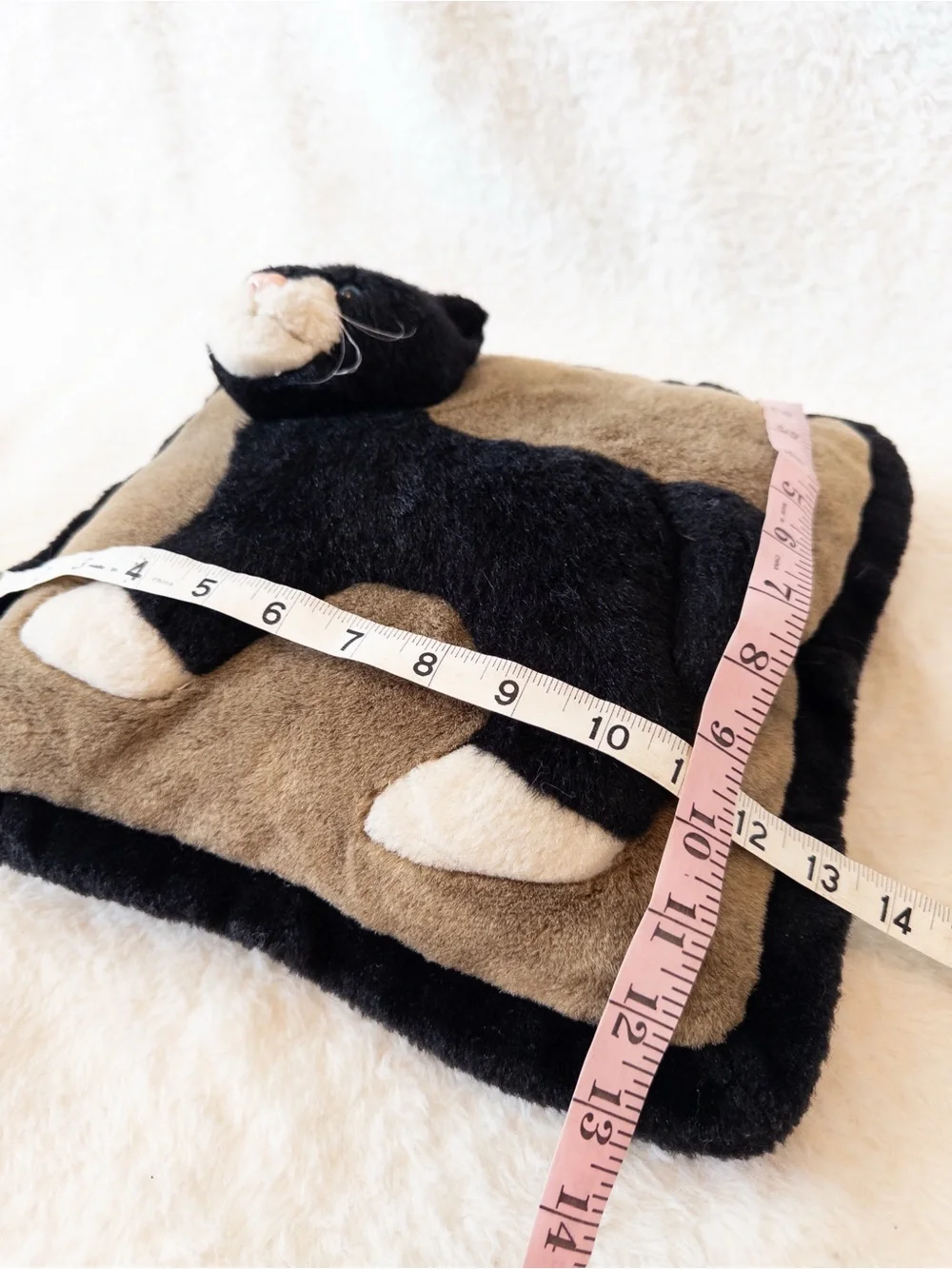 Vintage JAAG Plush Black & White Tuxedo Cat 3D Pillow | Great Condition